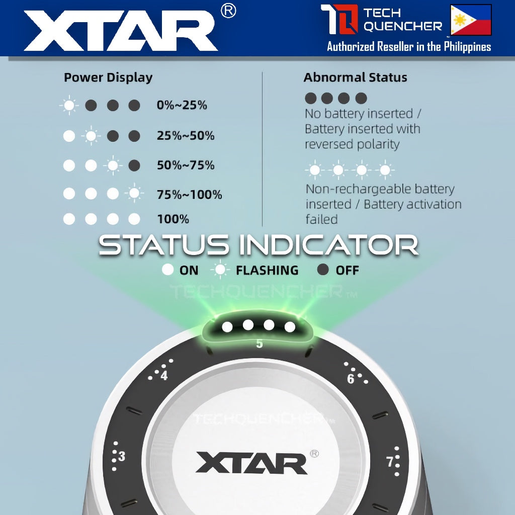 XTAR L8 Box - Battery Charger Case for AA - AAA - Ni-MH - Li-ion - 8 Slots - Fast Charging - USB-C
