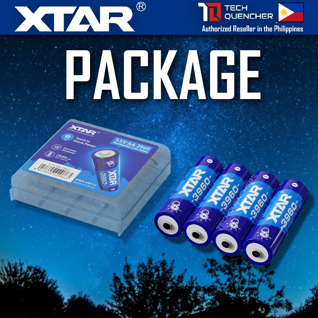 XTAR 3960 AA 1.5V - 2500mAh -  Touch to Check Power - Rechargeable Lithium Battery - LED Indicator