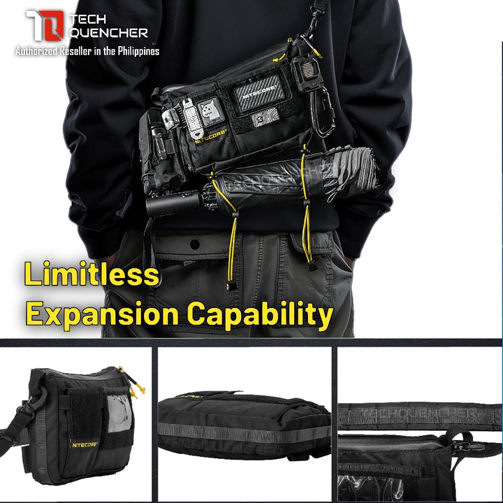 Nitecore SLB08 Sling Bag - Crossbody Bag - 2L - Molle System - YKK Zippers - 500D - Modular - EDC