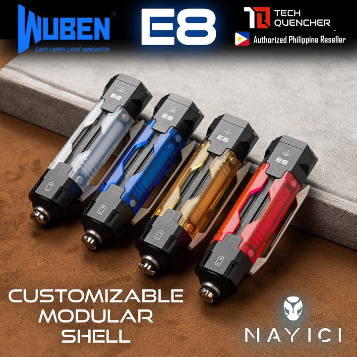 Wuben E8 Flashlight - 1300 Lumens - 2W UV -Swappable Shells - 14500 USB-C Rechargeable Battery -IP68