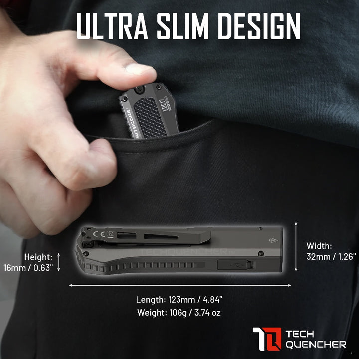 Nitecore EDC17 Flashlight - 1500 Lumens- 1350mW UV - 5mW Green Laser - Ultra Slim EDC - USB-C - IPX7