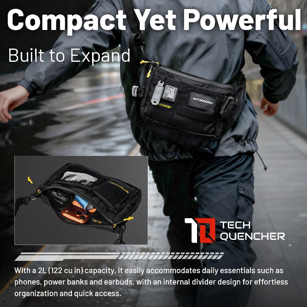 Nitecore SLB08 Sling Bag - Crossbody Bag - 2L - Molle System - YKK Zippers - 500D - Modular - EDC