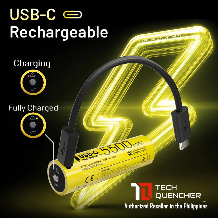 Nitecore NL2155HPR 5500mAh Battery - 20A - 21700 High Performance USB-C Rechargeable Li-ion Battery