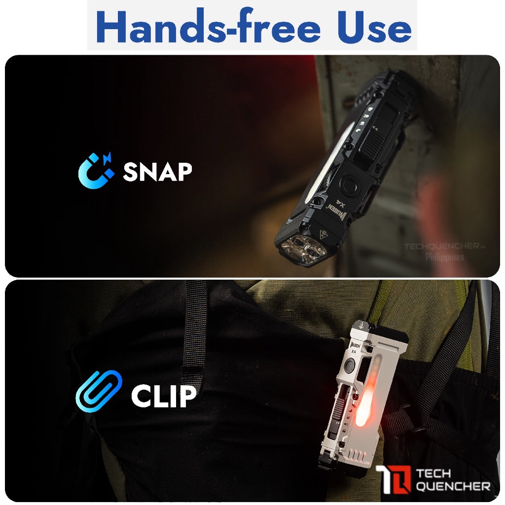 Wuben X4 Flashlight - 1500 Lumens - Side Light - 18650 Removable Battery - USB-C Rechargeable - IP68