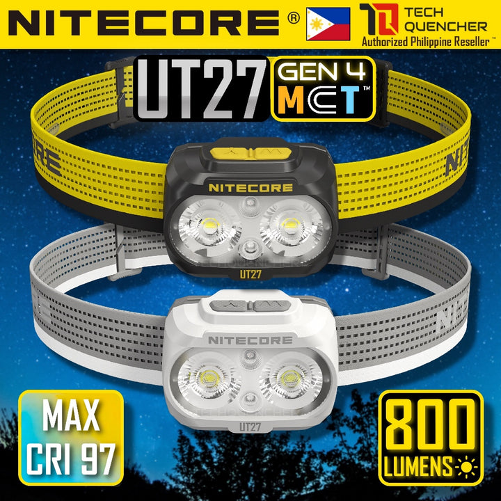 Nitecore UT27 GEN4 Headlamp 800 Lumens - Multi Color Temperature - High CRI - Dual Battery Option