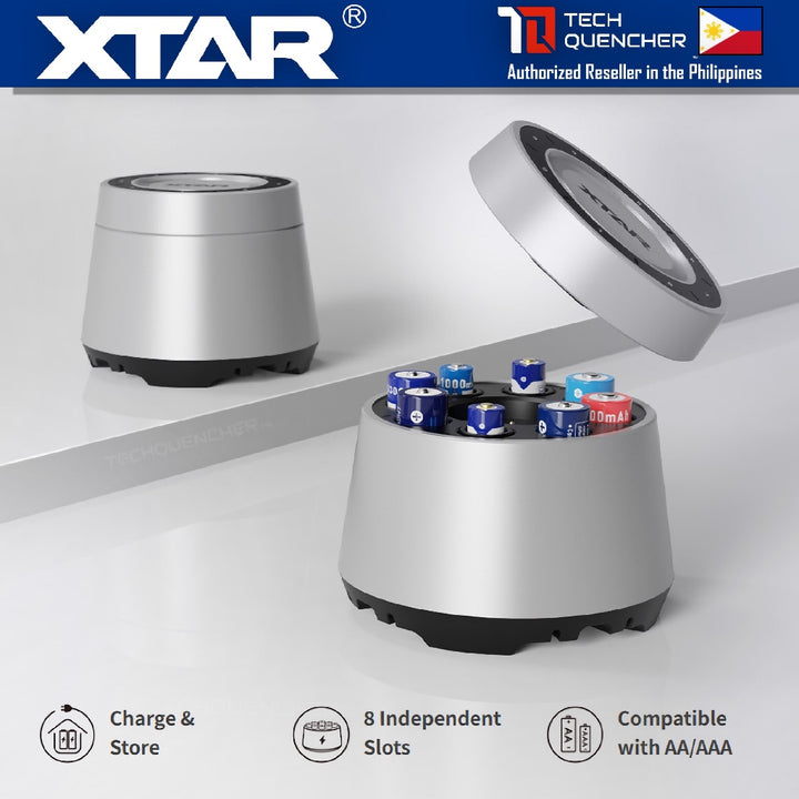 XTAR L8 Box - Battery Charger Case for AA - AAA - Ni-MH - Li-ion - 8 Slots - Fast Charging - USB-C
