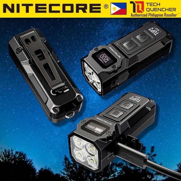 Nitecore TUP2 Keychain Flashlight - 1200 Lumens - OLED Display - USB-C Charging - 58g - MCT UHE LEDS