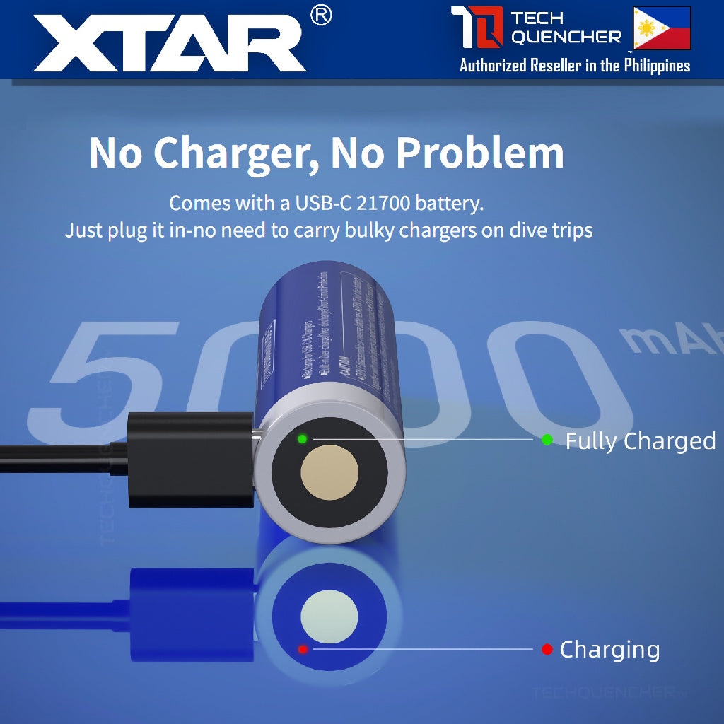 XTAR D26 2800 Diving Flashlight - 2800 Lumens - 450 meters- 5000mAh Rechargeable 21700 USB-C Battery