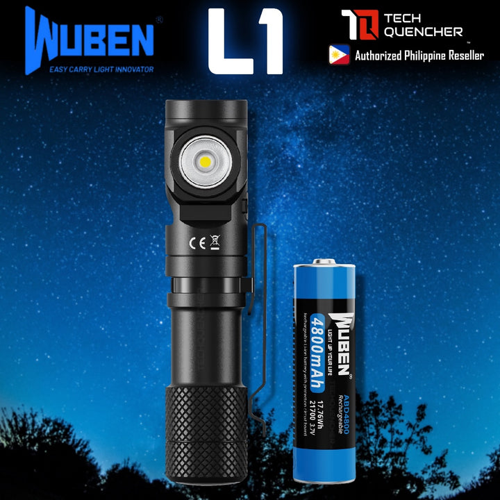 Wuben L1 Flashlight - 2000 Lumens - 180° Rotating Head - Power Bank Mode - Magnetic Tail Cap - IP68