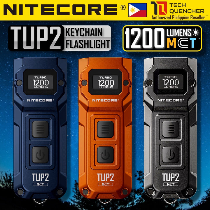 Nitecore TUP2 Keychain Flashlight - 1200 Lumens - OLED Display - USB-C Charging - 58g - MCT UHE LEDS