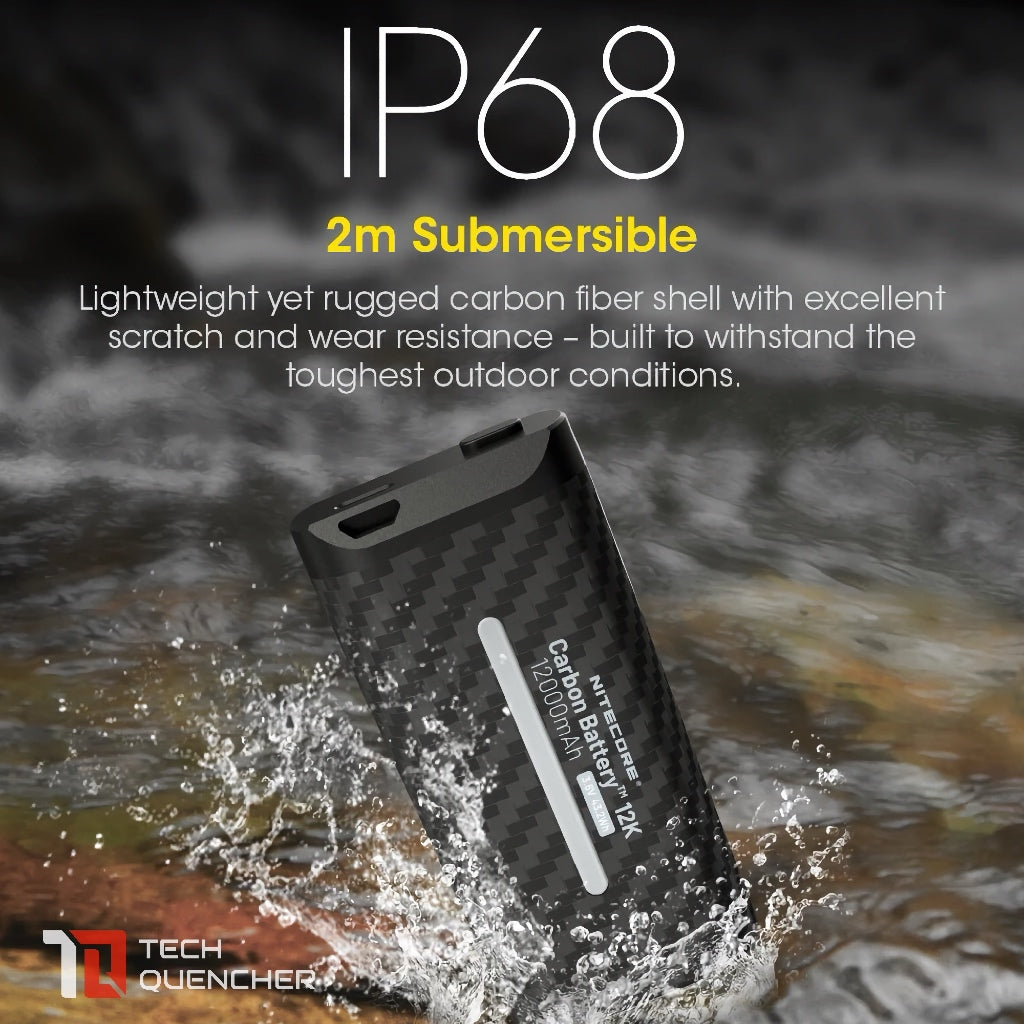 Nitecore Carbon Battery 12K Kit - Extended Headlamp Runtime Kit - 12000mAh - Powerbank - USB-C -IP68