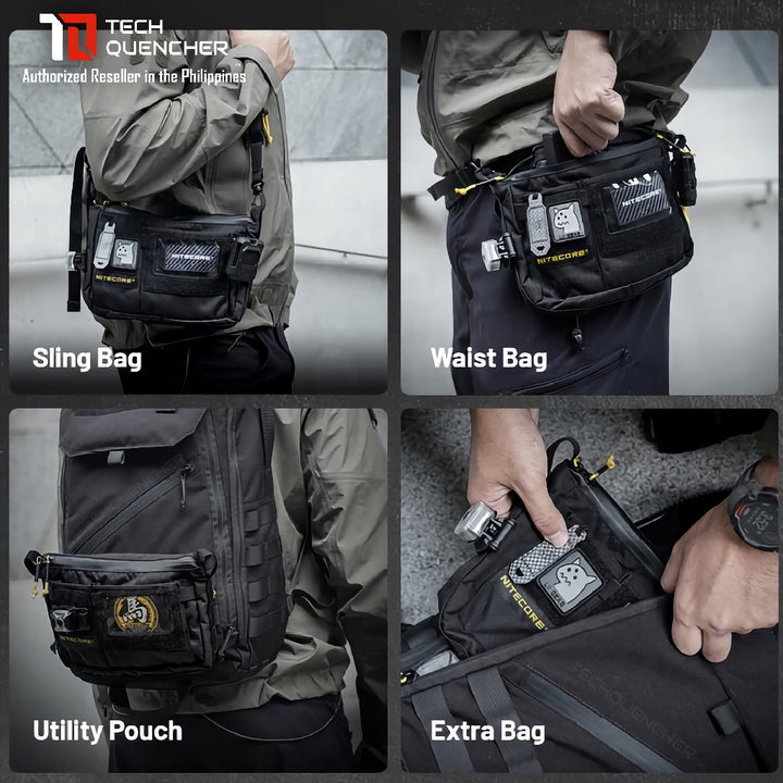 Nitecore SLB08 Sling Bag - Crossbody Bag - 2L - Molle System - YKK Zippers - 500D - Modular - EDC