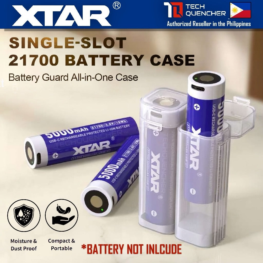 XTAR XB1 21700 Modular Battery Case - Single Slot - Expandable Modular Case - Dust + Shock Proof