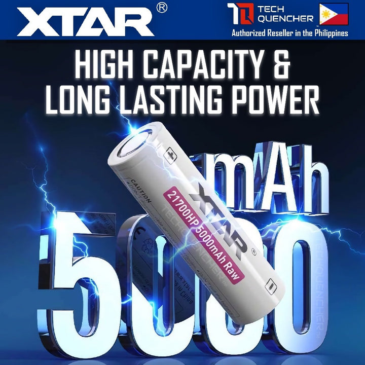 XTAR 21700HP 5000mAh RAW UNPROTECTED Battery - 3.6V Rechargeable - Lithium-Ion - 90A Peak Discharge