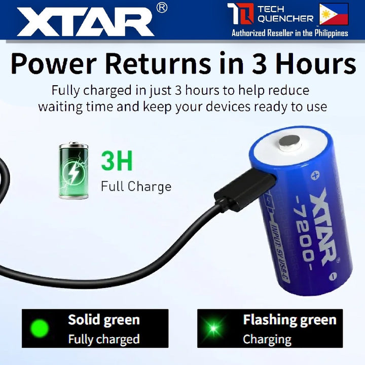 XTAR C Size Li-ion Battery - Size C - LR14 - R14 - 1.5V - 4350mAh High Capacity - USB-C Rechargeable
