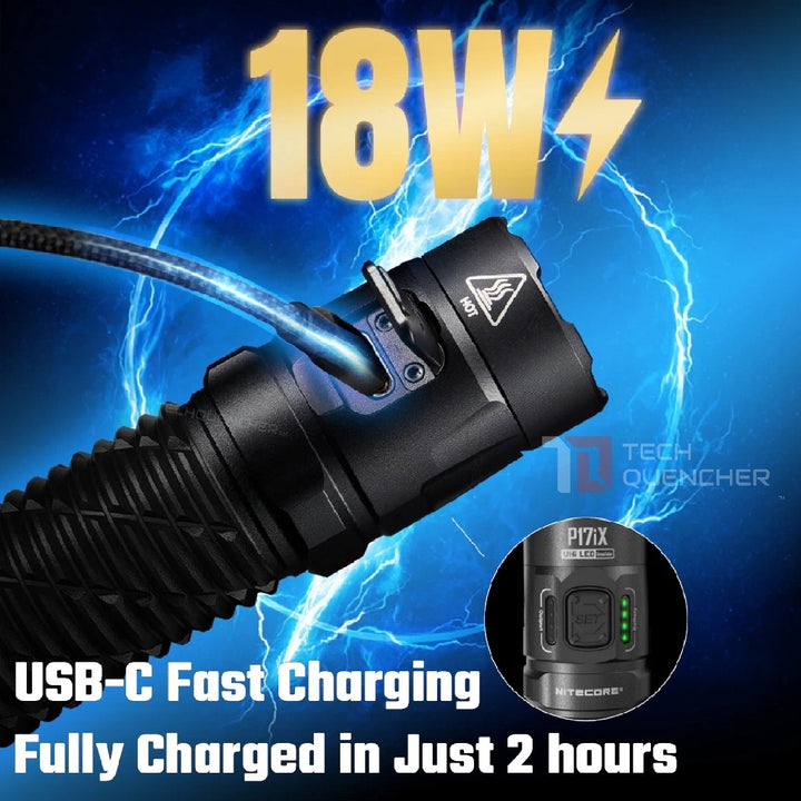 Nitecore P17iX Flashlight - 5000 Lumens - Customizable - 5500mAh Battery - Lock Switch- USB-C - IP68