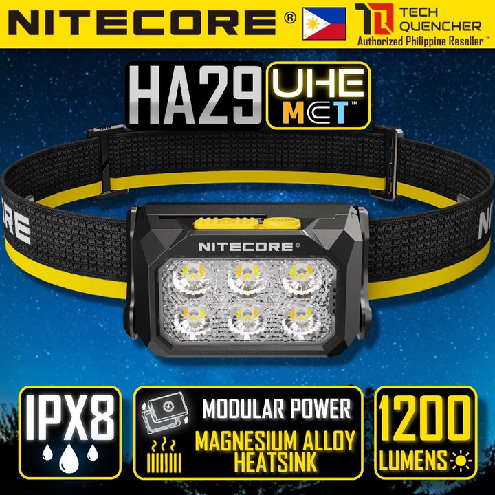 Nitecore HA29 UHE Headlamp - 1200 Lumens - MCT- Modular Battery - All Weather - Magnesium Heat Sink