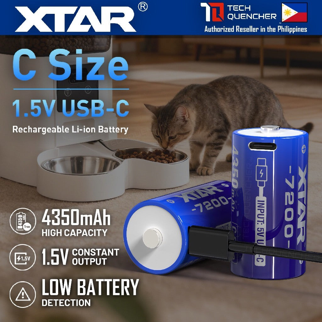 XTAR C Size Li-ion Battery - Size C - LR14 - R14 - 1.5V - 4350mAh High Capacity - USB-C Rechargeable