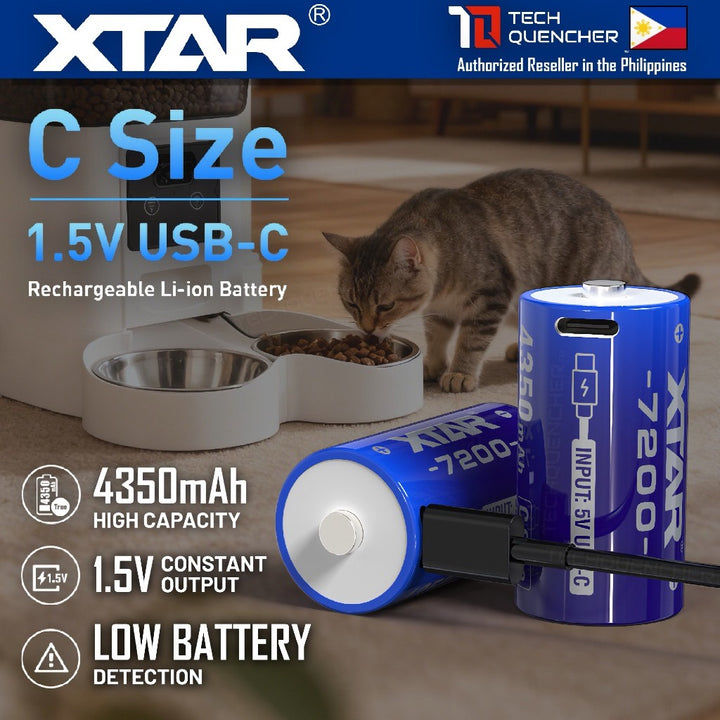XTAR C Size Li-ion Battery - Size C - LR14 - R14 - 1.5V - 4350mAh High Capacity - USB-C Rechargeable