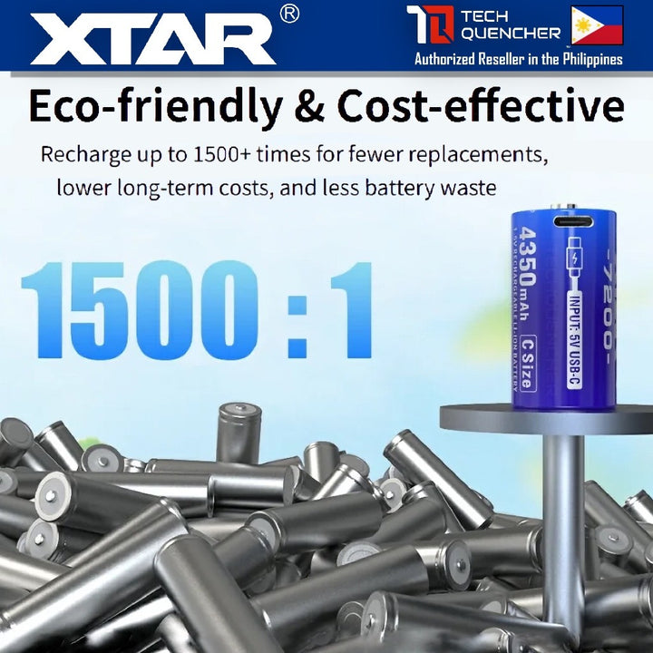 XTAR C Size Li-ion Battery - Size C - LR14 - R14 - 1.5V - 4350mAh High Capacity - USB-C Rechargeable