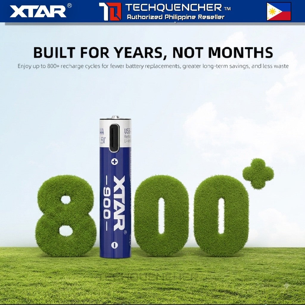 XTAR AAA 1.5V LR900 - USB-C Rechargeable Lithium-Ion Battery -  600mAh True Capacity - LED Indicator