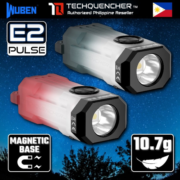 Wuben E2 Keychain Flashlight - 10.7grams - Magnetic - Glow in the Dark - USB-C - IP66 - 150 Lumens