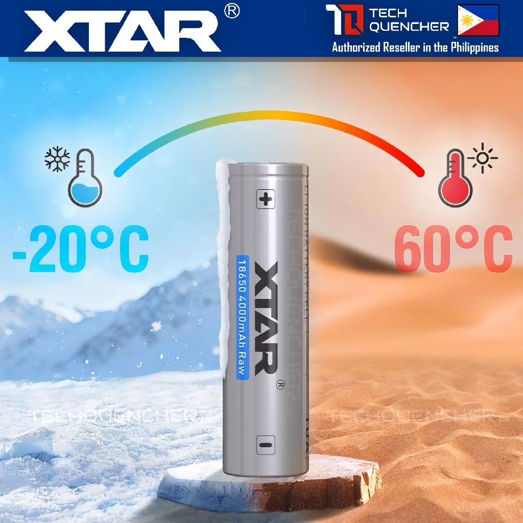 XTAR 18650 4000mAh RAW UNPROTECTED Battery - 3.6V Rechargeable - Lithium-Ion - 10A Max Discharge