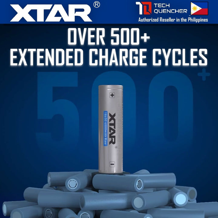 XTAR 18650 4000mAh RAW UNPROTECTED Battery - 3.6V Rechargeable - Lithium-Ion - 10A Max Discharge