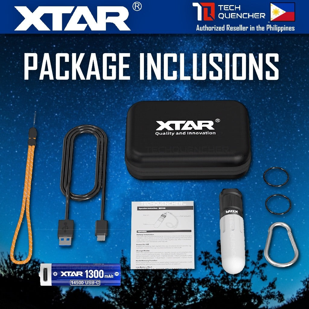 XTAR SD2 Dive Beacon Flashlight - 4 Color - Waterproof - USB-C Rechargeable 14500 1300mAh Battery