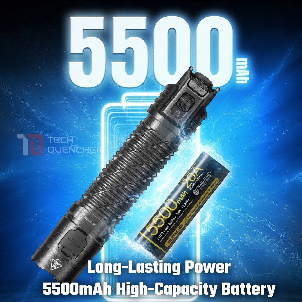 Nitecore P17iX Flashlight - 5000 Lumens - Customizable - 5500mAh Battery - Lock Switch- USB-C - IP68