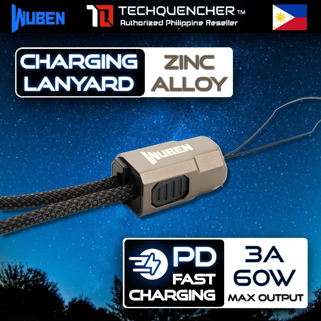 Wuben Charging Lanyard - Zinc Alloy - USB-C to USB-C - Braided Cable - PD Fast Charging - 3A 60W