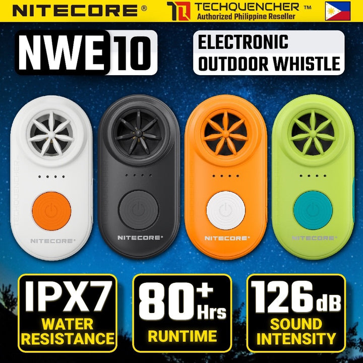 Nitecore NWE10 Electronic Outdoor Whistle - 126dB - 80h Runtime - IPX7 - USB-C Rechargeable Battery