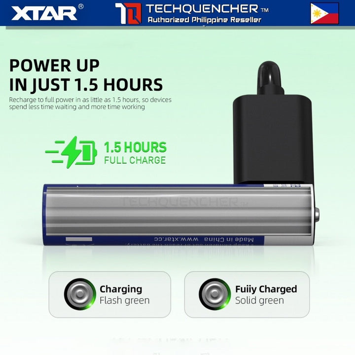 XTAR AAA 1.5V LR900 - USB-C Rechargeable Lithium-Ion Battery -  600mAh True Capacity - LED Indicator