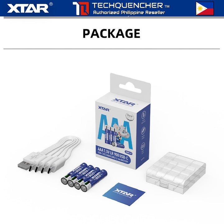 XTAR AAA 1.5V LR900 - USB-C Rechargeable Lithium-Ion Battery -  600mAh True Capacity - LED Indicator