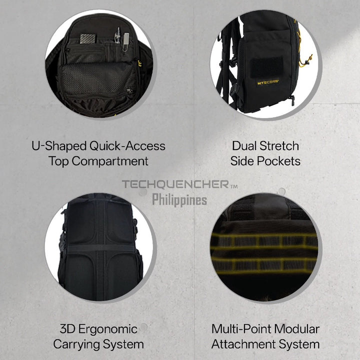 Nitecore BP24 Backpack 24L - 500D Cordura® Fabric - Modular Expansion- YKK zippers - 15 inch Laptop