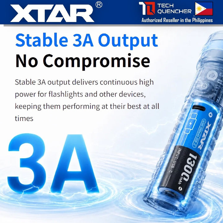 XTAR 14500 1300mAh USB-C Rechargeable Lithium-Ion Battery - 3.6V - 3.0A - Protected - 500+ Cycles