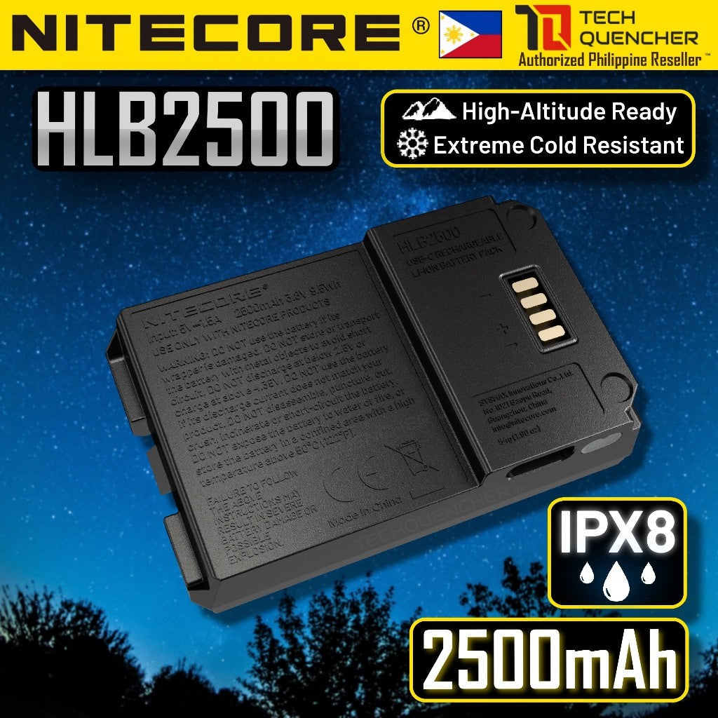 Nitecore HLB2500 Battery - 2500mAh - USB-C Rechargeable - IPX8 - For HA29 UHE and HA27 UHE