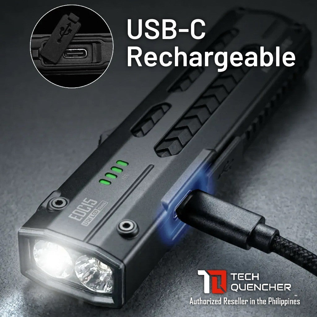 Nitecore EDC15 Flashlight - 1200 Lumens- 1350mW UV - Ultra Slim EDC - USB-C Rechargeable - IPX7