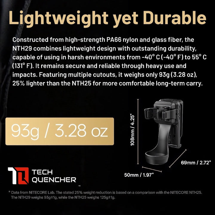 Nitecore NTH29 Flashlight Holster - Belt Holster - Adjustable - Rotating - For P27iX P20iX and more