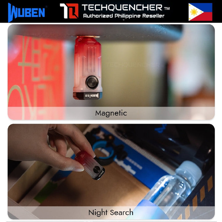 Wuben E2 Keychain Flashlight - 10.7grams - Magnetic - Glow in the Dark - USB-C - IP66 - 150 Lumens