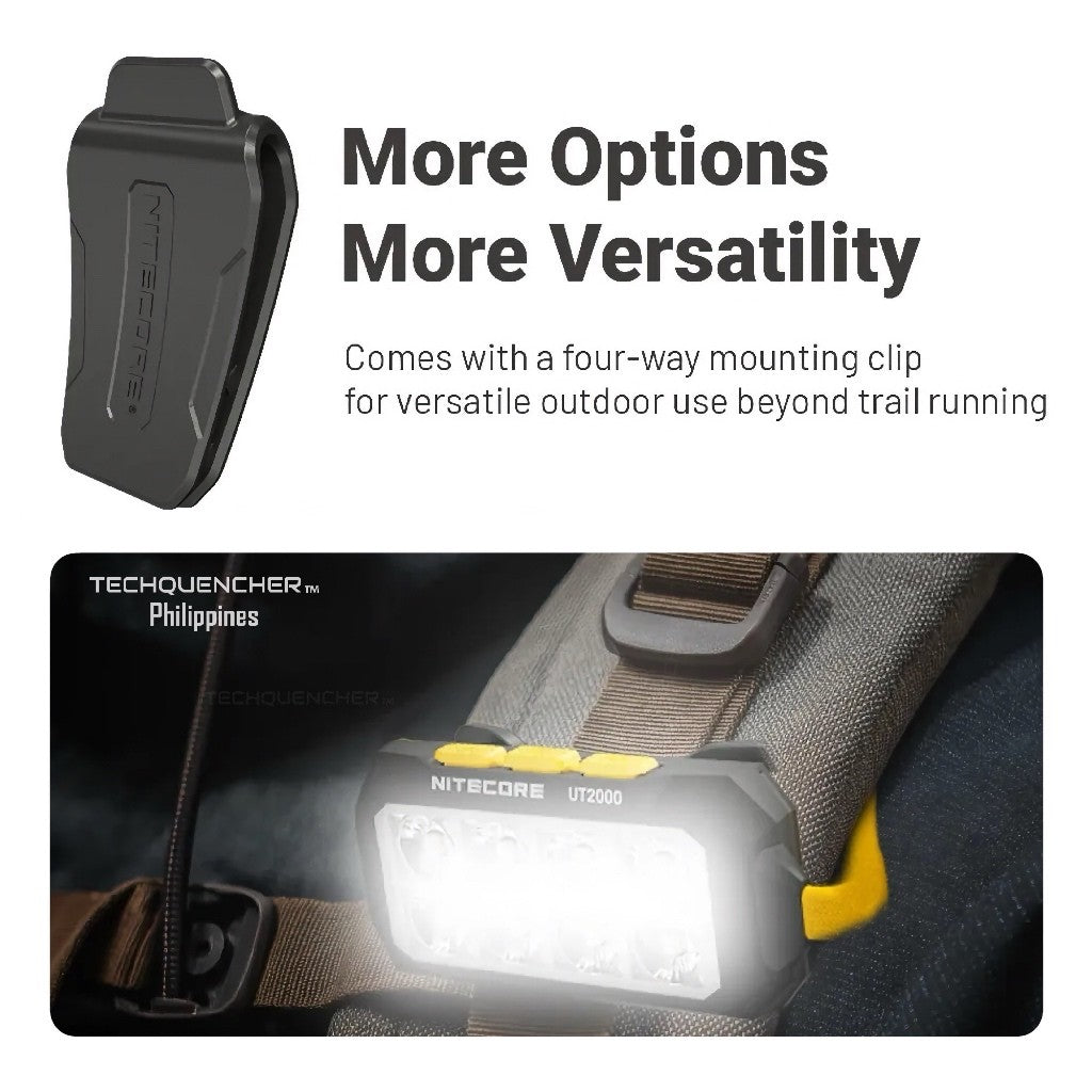 Nitecore UT2000 MCT Headlamp + 12000mAh Carbon Battery 12K - 2000 Lumens - USB-C Rechargeable - IP68
