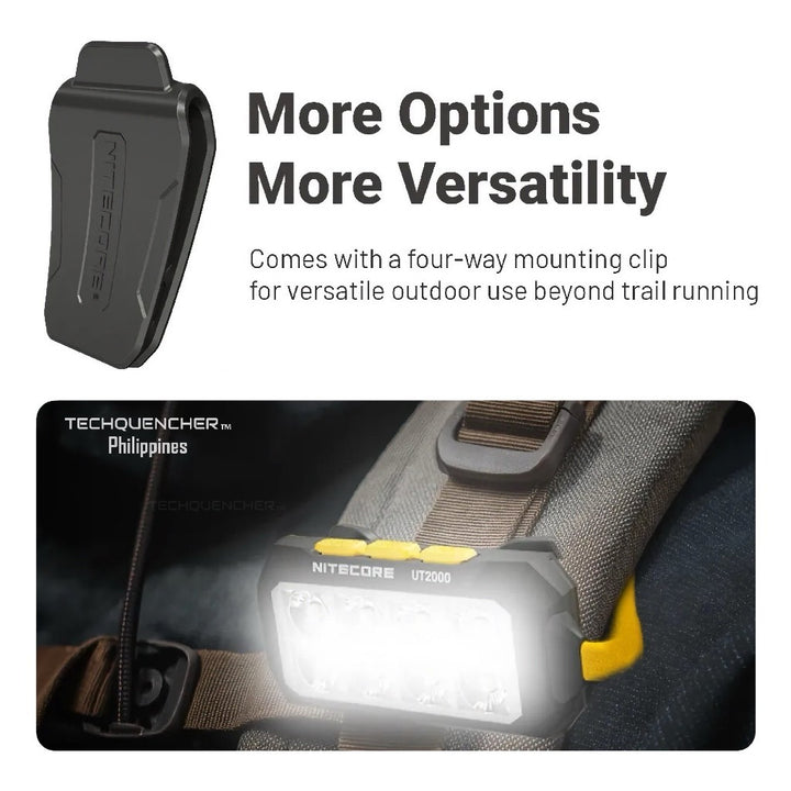 Nitecore UT2000 MCT Headlamp + 12000mAh Carbon Battery 12K - 2000 Lumens - USB-C Rechargeable - IP68