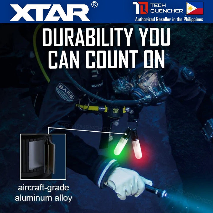 XTAR SD2 Dive Beacon Flashlight - 4 Color - Waterproof - USB-C Rechargeable 14500 1300mAh Battery