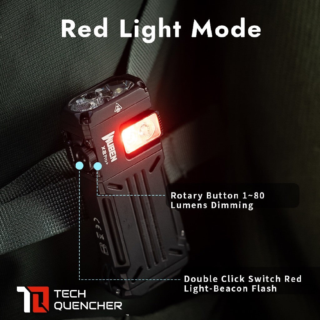 Wuben X2 Pro + PLUS Flashlight - 1500 Lumens - Rotating Side Light - USB-C Rechargeable 14500 or AA