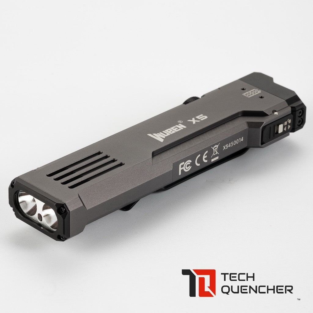 Wuben X5 Flashlight - 1300 Lumens - UV + Laser - Lithium or AAA Battery - Rechargeable USB-C - IP65