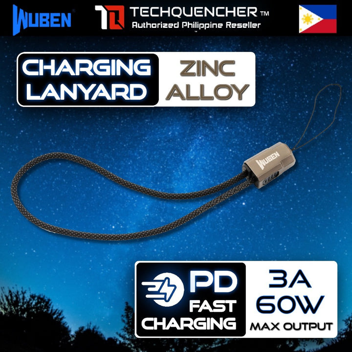 Wuben Charging Lanyard - Zinc Alloy - USB-C to USB-C - Braided Cable - PD Fast Charging - 3A 60W