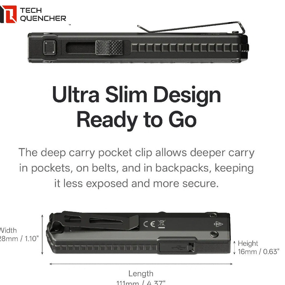 Nitecore EDC15 Flashlight - 1200 Lumens- 1350mW UV - Ultra Slim EDC - USB-C Rechargeable - IPX7