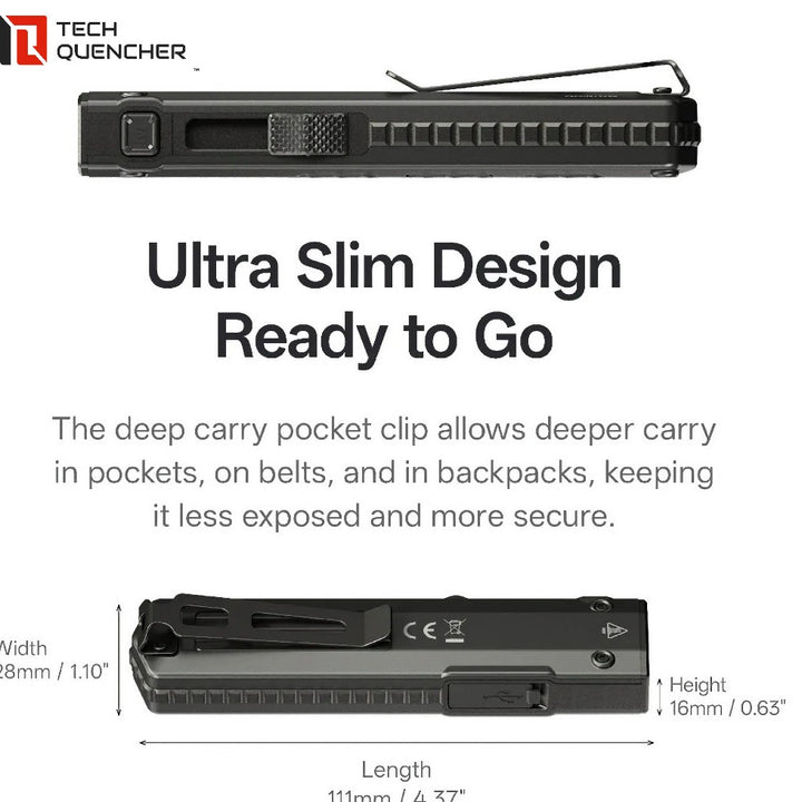 Nitecore EDC15 Flashlight - 1200 Lumens- 1350mW UV - Ultra Slim EDC - USB-C Rechargeable - IPX7