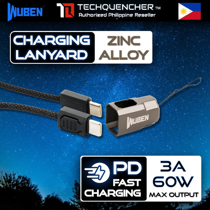 Wuben Charging Lanyard - Zinc Alloy - USB-C to USB-C - Braided Cable - PD Fast Charging - 3A 60W