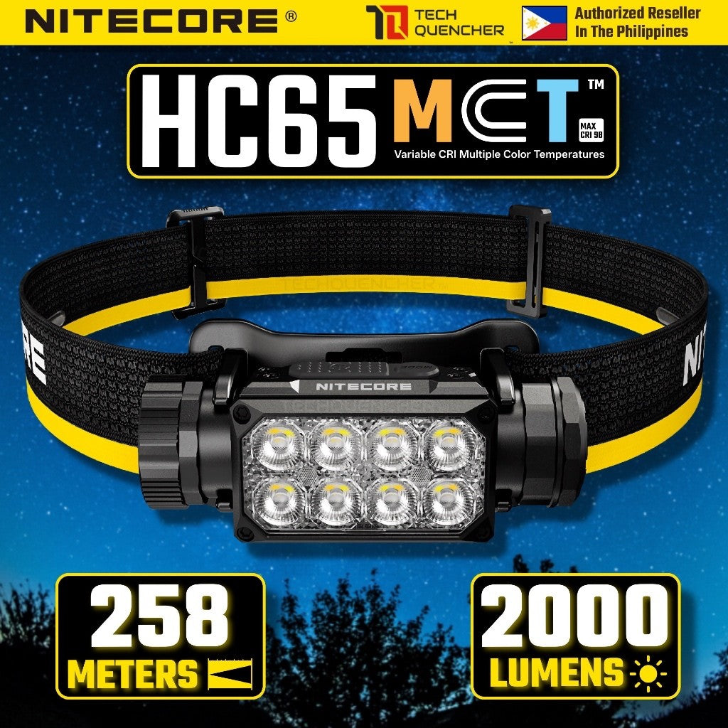 Nitecore HC65 MCT Headlamp 2000 Lumens - USB-C Rechargeable - 4000mAh Battery - 258 meter - IP68